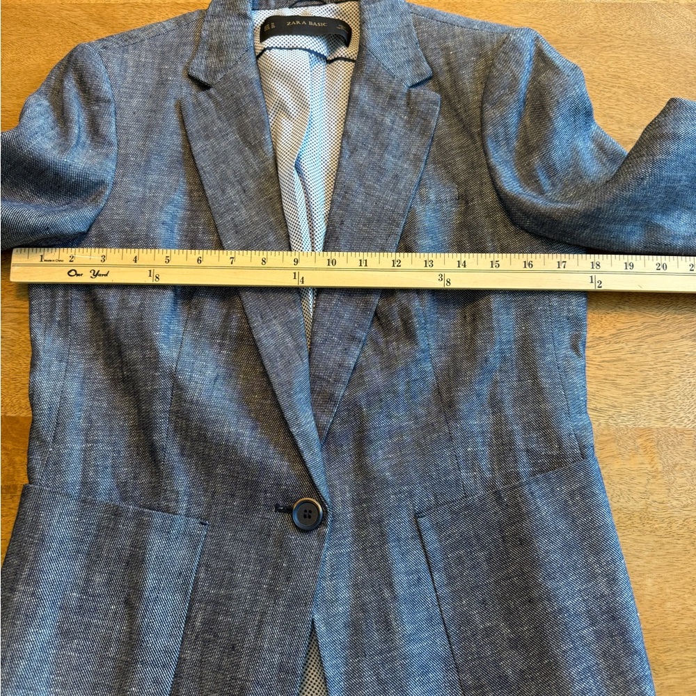 Zara blazer women Size Medium - Excellent Condition- Blue And White Linen - Picture 5 of 9